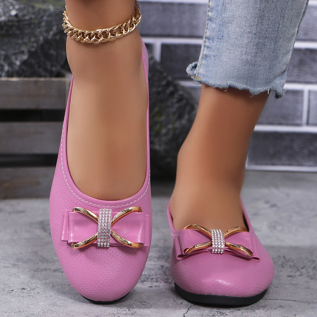 Damen elegante Ballerinas mit funkelndem Schleifen-Detail EB