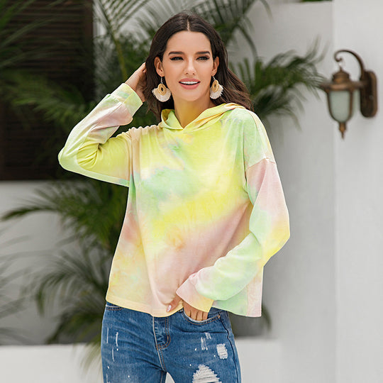 Damen lässiger Kapuzenpullover mit modernem Tie-Dye-Design EB