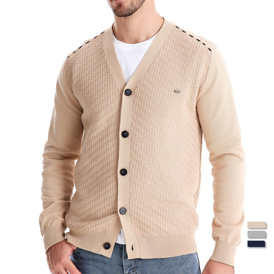 Herren Strickjacke mit strukturiertem Muster EB