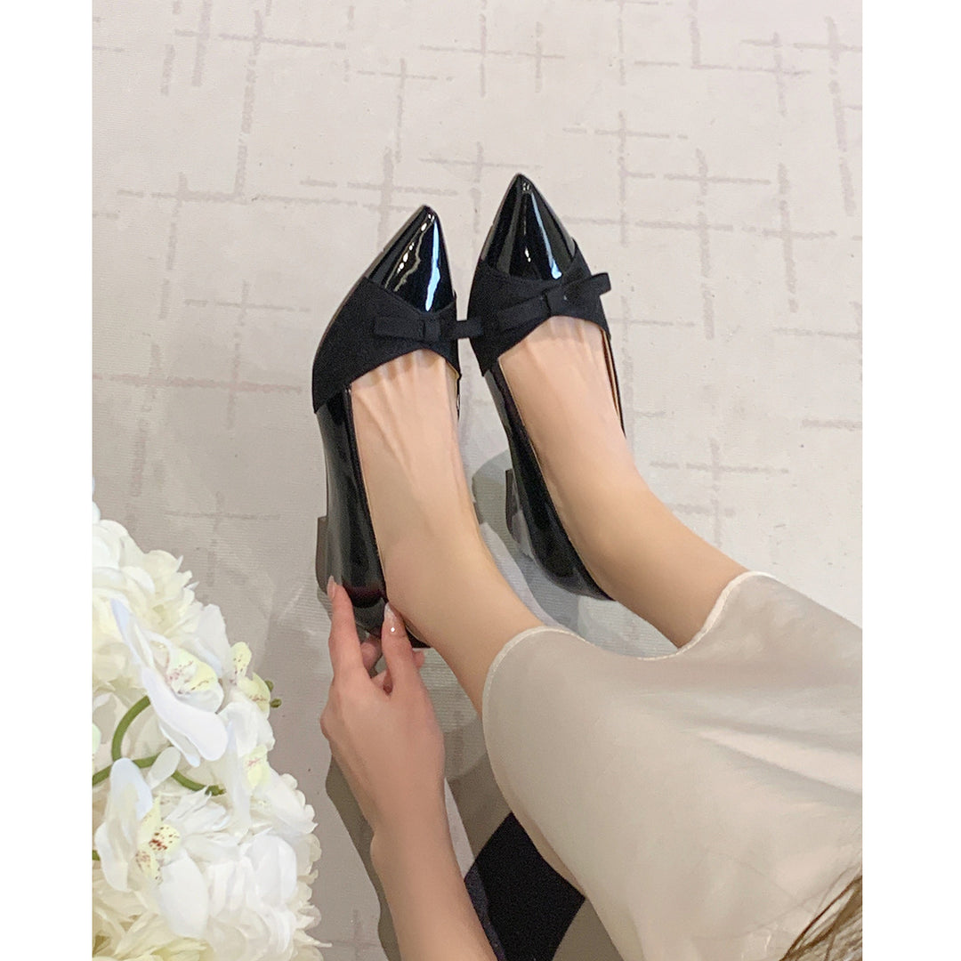 Damen Ballerinas mit elastischem Riemen und edlem Schleifenakzent EB