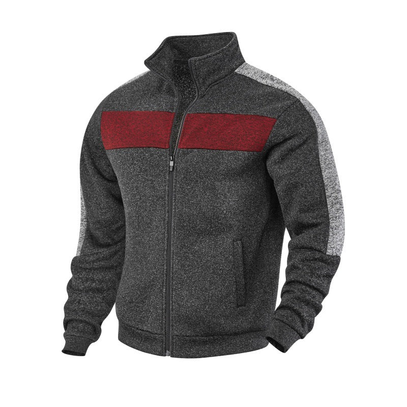 Herren Sportliche Fleecejacke mit hohem Kragen und reflektierenden Akzenten EB