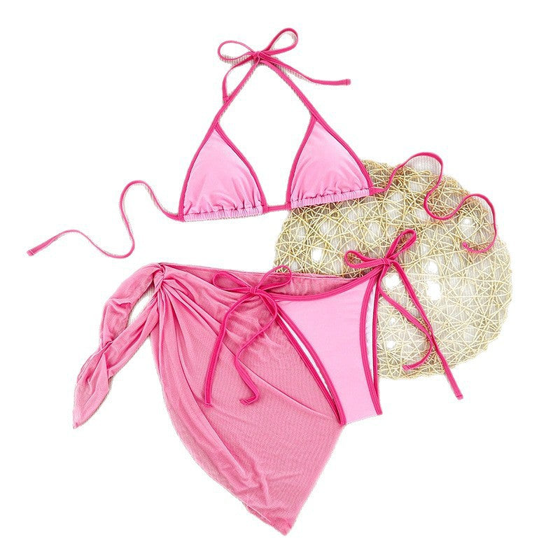 Damen Triangel-Bikini-Set mit transparenter Wickelpartie EB