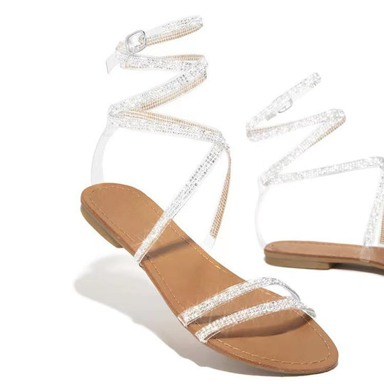 Damen Glitzernde Riemchen-Sandalen mit schickem Strassbesatz EB