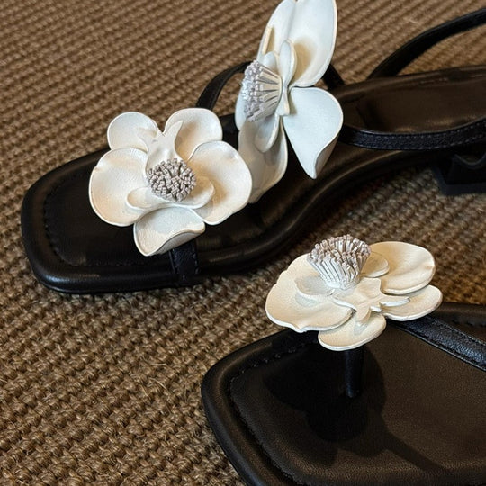 Damen Sling-Sandalen mit floralem Design und bequemem Blockabsatz EB
