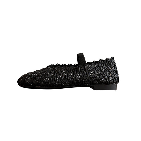 Damen Elegante Ballerinas mit modischer Riemchenbindung und weichem Stoff EB