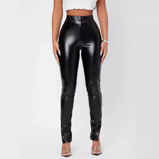 Damen Hochglänzende Leggings mit figurbetonter Passform EB