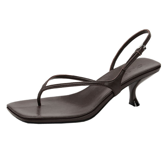 Damen elegante Schlappen mit schickem Riemendesign und komfortablem Absatz EB