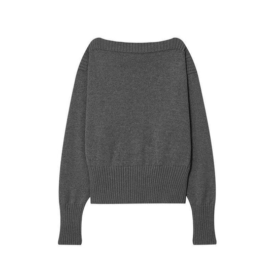 Damen kuscheliger Strickpullover mit weitem Schnitt und Rippbündchen EB