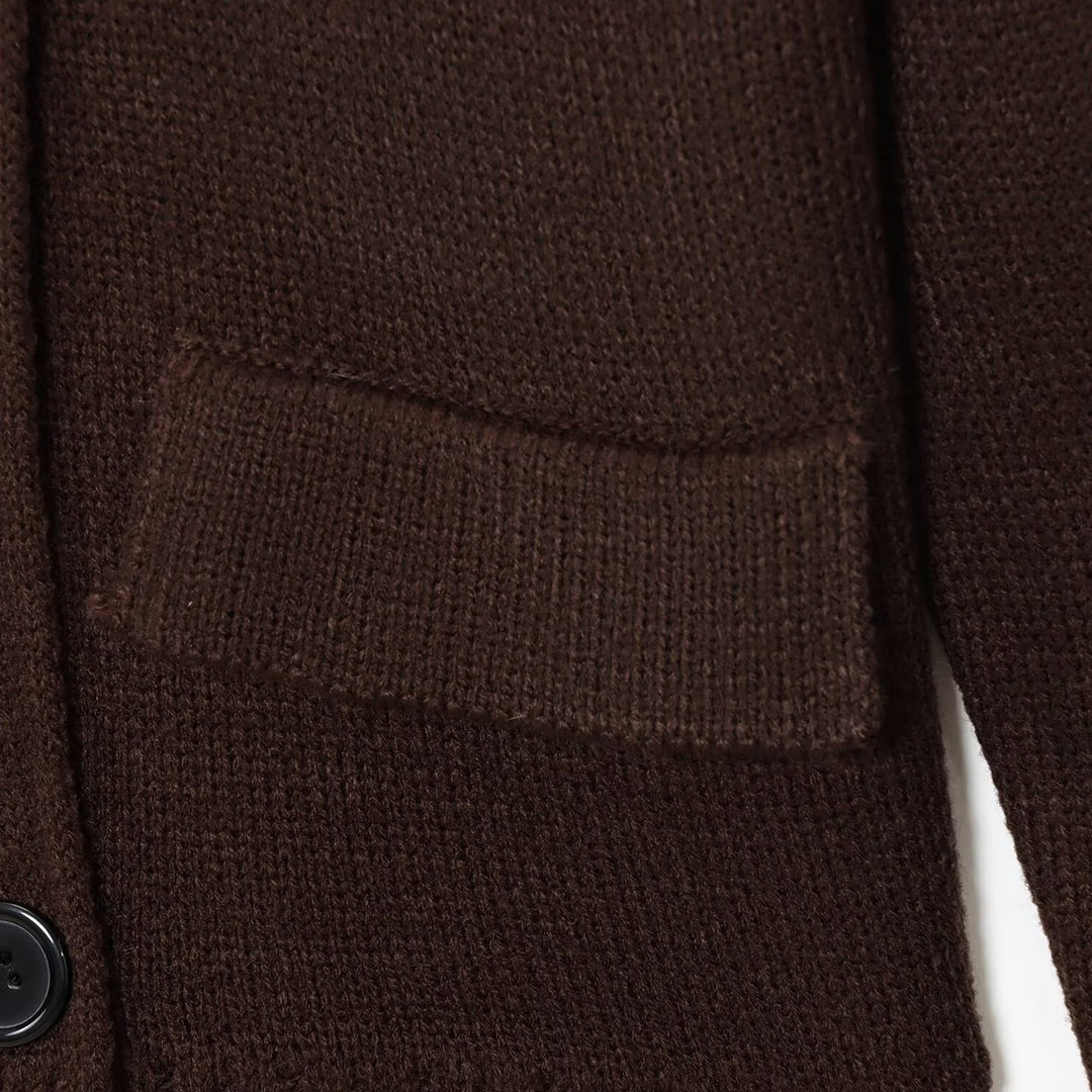 Damen elegante Strickjacke mit doppelter Knopfleiste und praktischen Taschen EB