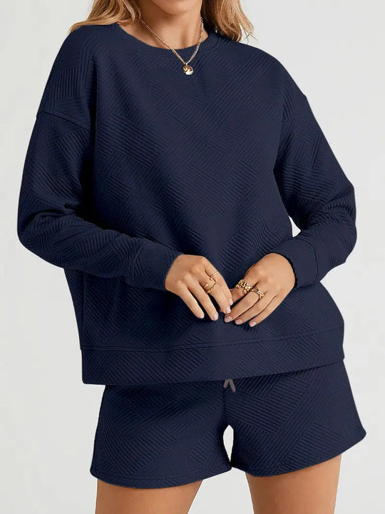 Damen Casual Sweatshirt und Shorts Set EB
