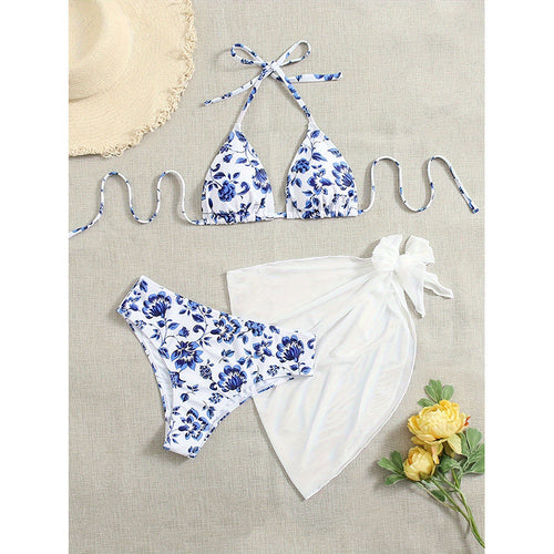 Damen Triangel-Bikini mit abnehmbarer Wickel-Tuch EB
