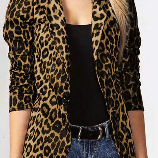 Damen Modischer Blazer im Leopardenmuster mit eleganten Details EB