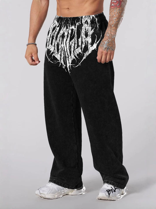 Herren nan weiche gewaschene Jogginghose mit weitem Schnitt und elastischem Bund EB
