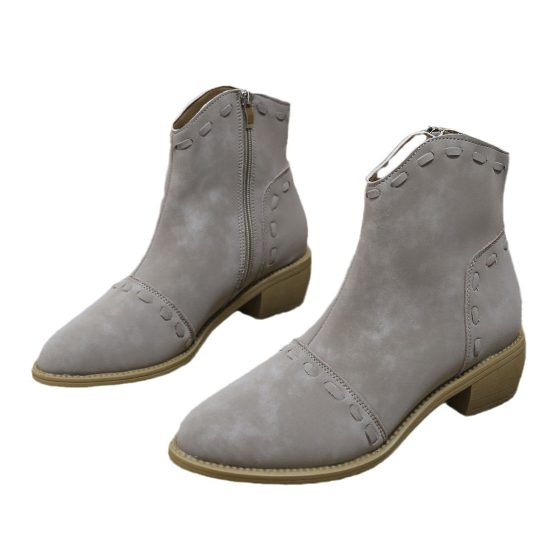 Damen elegante Stiefeletten mit modischen Ziernähten und praktischen Reißverschluss EB