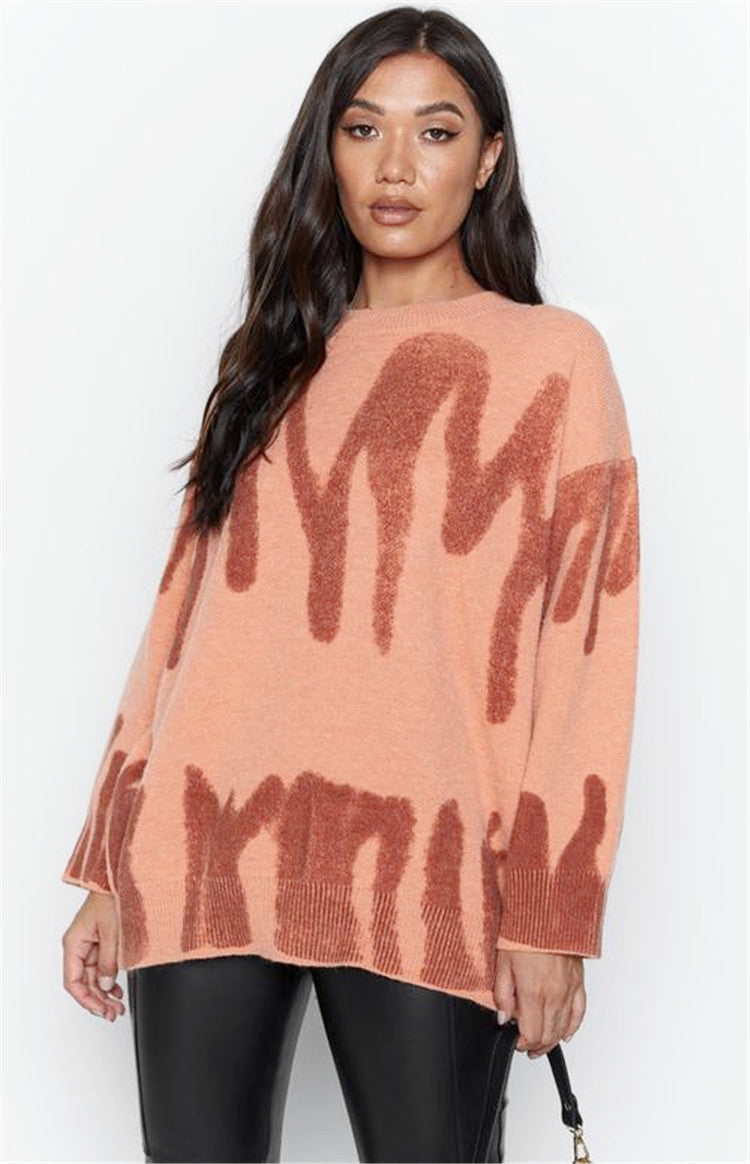 Damen Lässiger Pullover mit einzigartigem Farbverlauf und weitem Schnitt EB