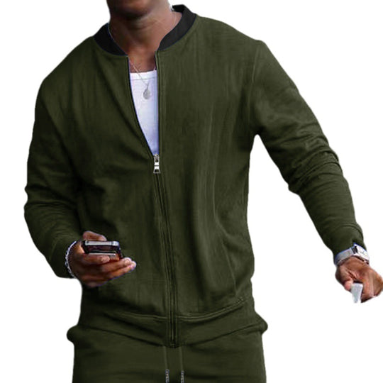 Herren Minimalistische Bomberjacke mit durchgehendem Reißverschluss, geripptem Stehkragen & Eingrifftaschen EB