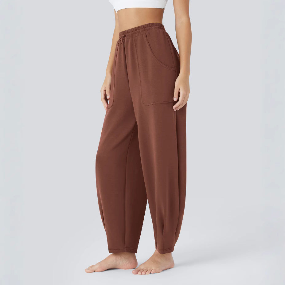 Damen weite Freizeithose mit elastischem Bund und praktischen Taschen EB