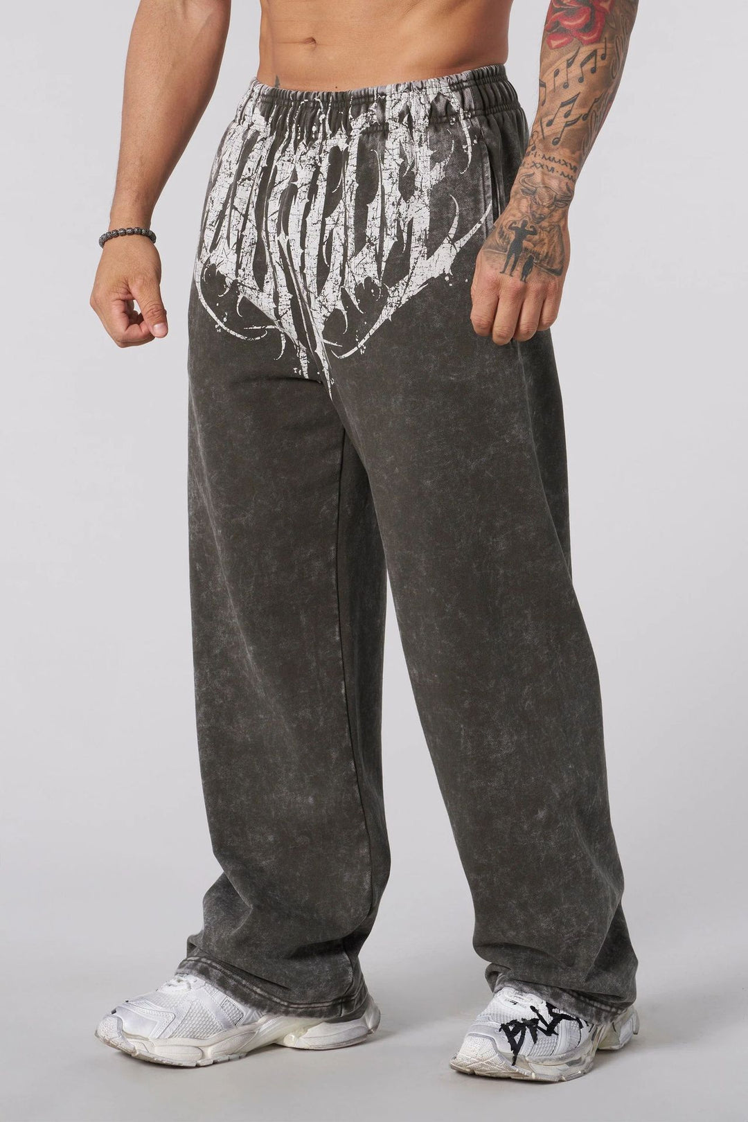 Herren nan weiche gewaschene Jogginghose mit weitem Schnitt und elastischem Bund EB