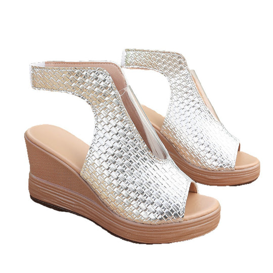 Damen Wedge-Sandaletten mit einem modischen Wabenmuster und rutschfester Sohle EB