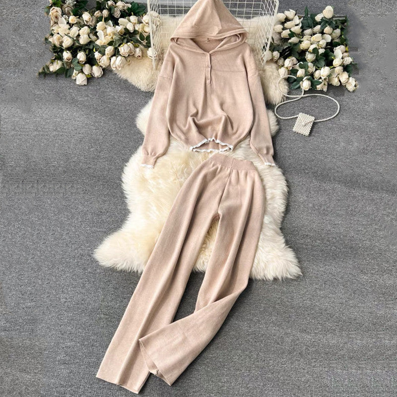 Damen komfortables Lounge-Set mit Kapuze und lässigem Schnitt EB