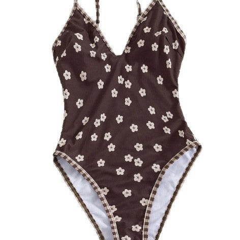 Damen Einteiler Badeanzug mit floralem Muster EB