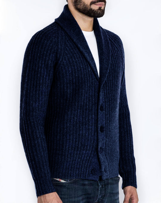Herren Strickjacke mit modernem Schalkragen EB