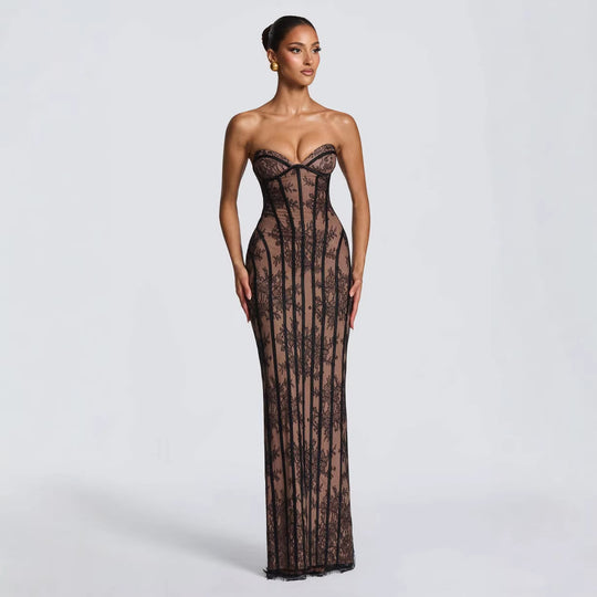 Damen Elegantes Spitzenkleid im figurbetonten Design EB