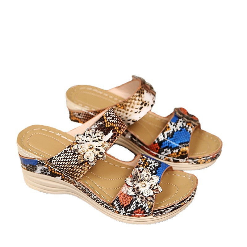 Damen Komfortable Sandalen mit modischem Blumenapplikationsdesign und rutschfester Sohle EB
