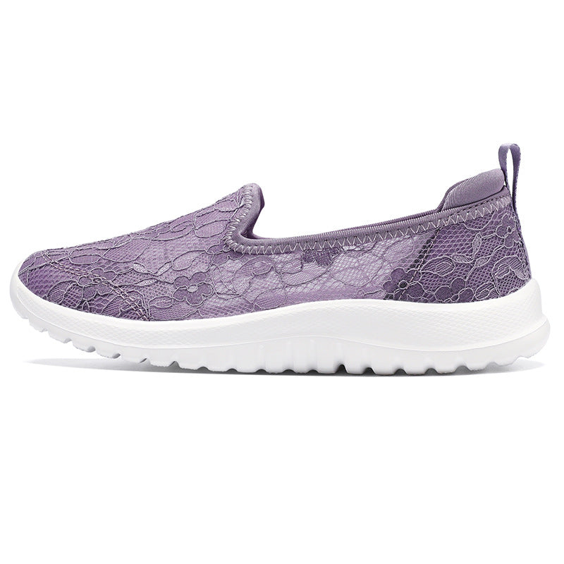 Damen Slip-On Sneakers mit eleganter Spitze und dämpfender Sohle EB