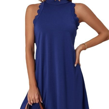 Damen Elegantes ärmelloses Freizeitkleid mit skulpturalem Ausschnitt EB