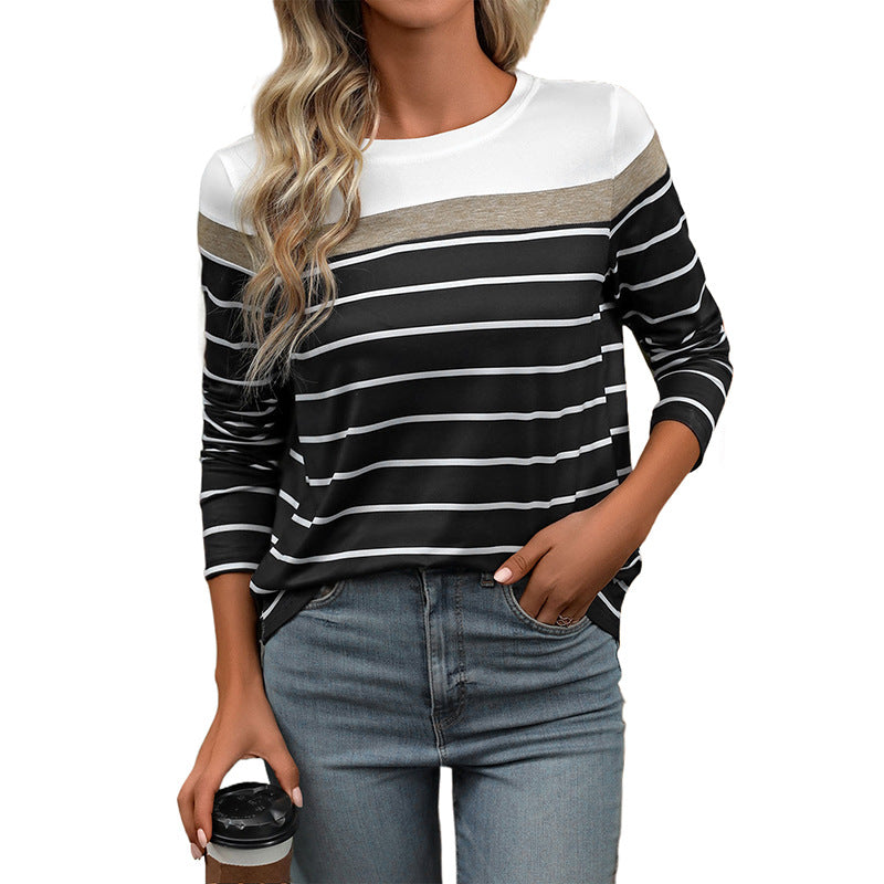 Damen Langarmshirt mit modernem Streifenmuster und lässigem Schnitt EB
