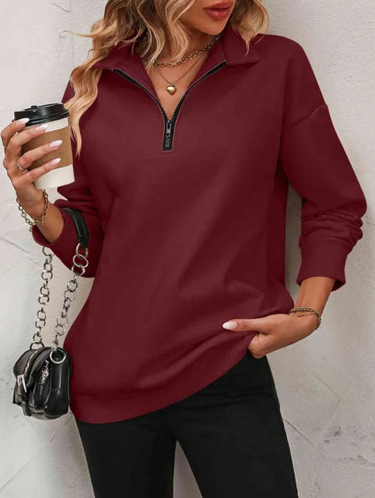Damen Sweatshirt mit halbem Reißverschluss EB