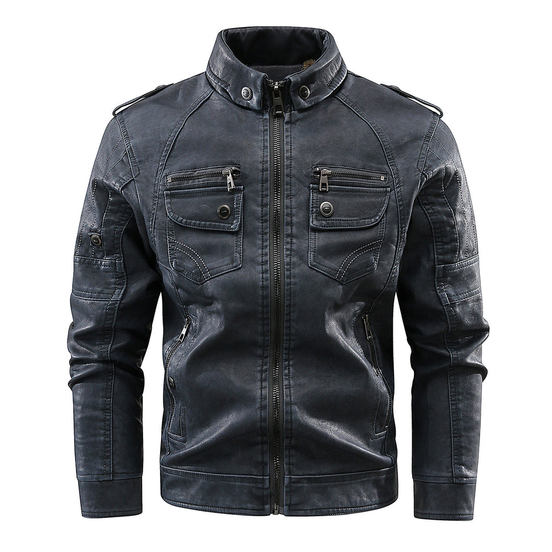 Herren stylische Bikerjacke mit praktischen Taschen und hochgeschlossenem Kragen EB