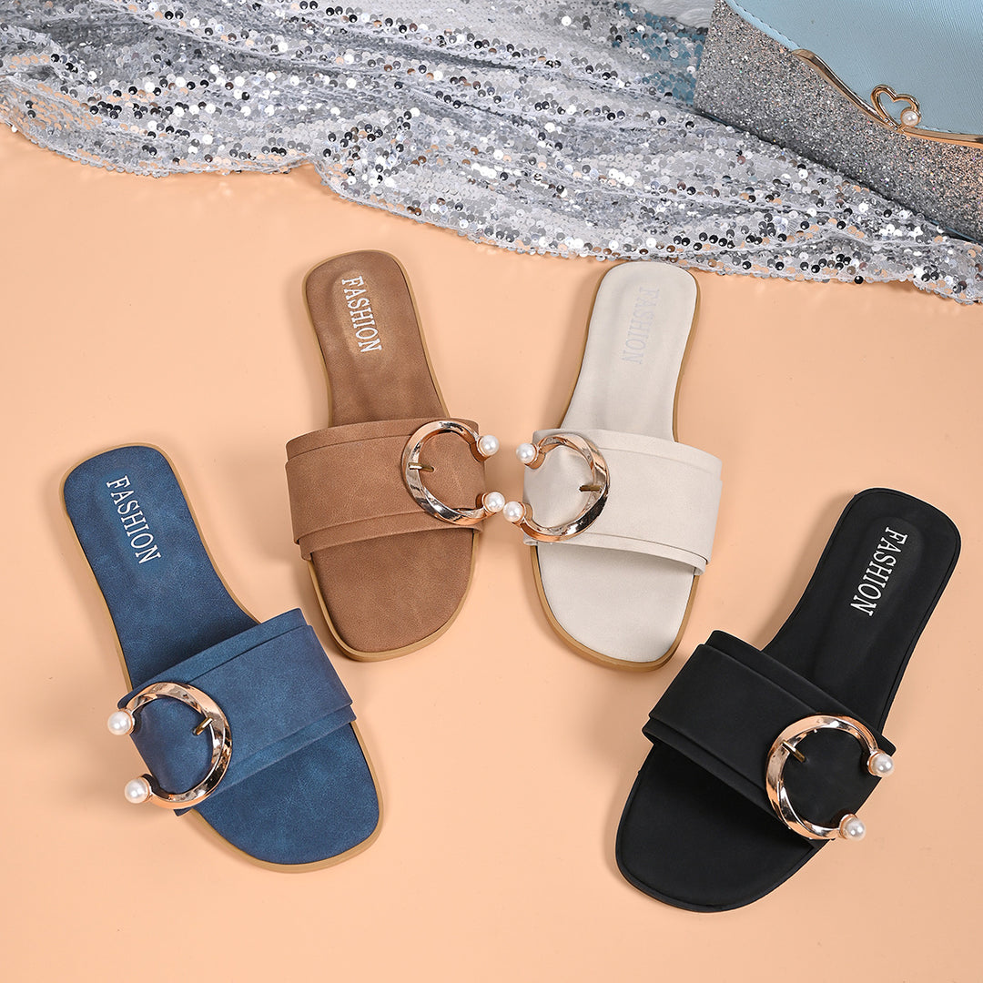 Damen Strand-Sandalen mit dekorativen Perlen und modischem Riemendesign EB