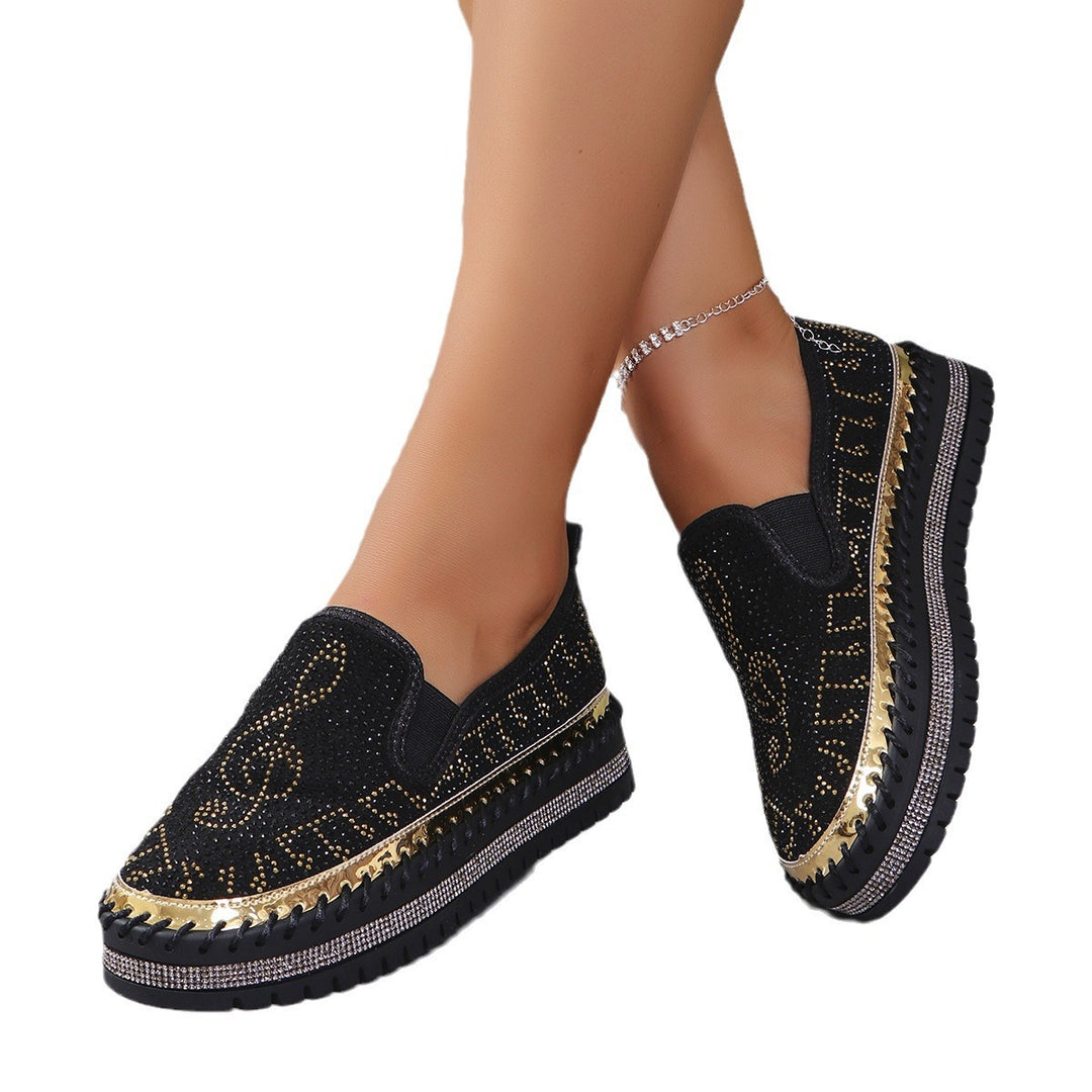 Damen Slip-On Sneakers mit funkelndem Strass EB