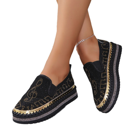 Damen Slip-On Sneakers mit funkelndem Strass EB