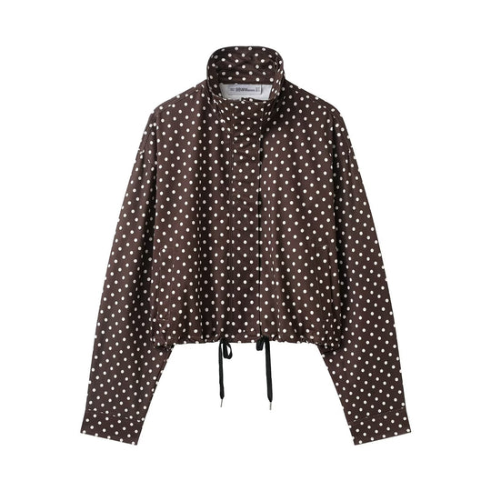 Damen nan kurz geschnittene Regenjacke mit Punktmuster und verstellbarem Kordelzug EB