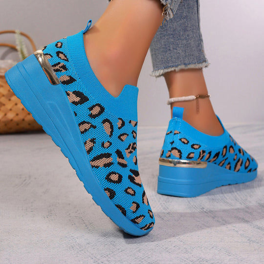 Damen bequeme Sneakers im Leopardenmuster EB