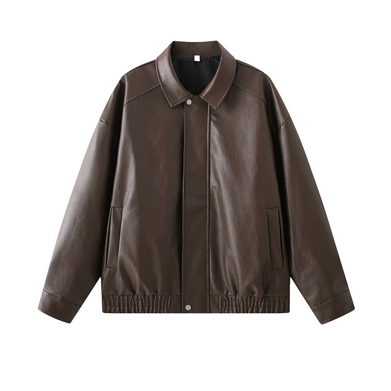 Herren elegante Kunstlederjacke mit elastischem Bund EB