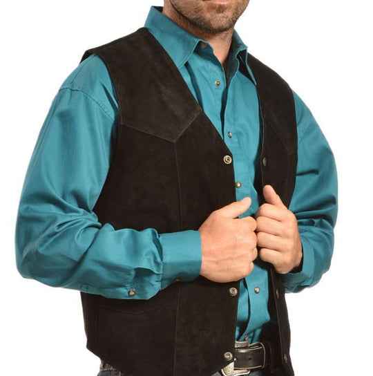 Herren Wildlederweste mit seitlichen Taschen und Druckknopfverschluss EB