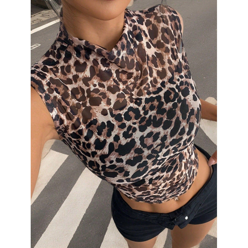 Damen figurbetontes Tiermuster-Top aus leichtem Jersey EB