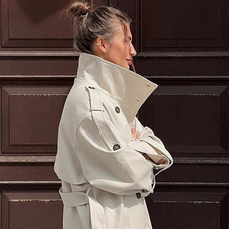 Damen Oversized Trenchcoat mit Taschen und stilvollen Knopfdetails EB
