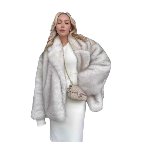 Damen Fleece-Felljacke mit funkelnden Details und voluminösem Schnitt EB