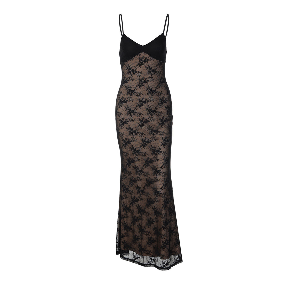 Damen Spitzen-Maxisommerkleid EB