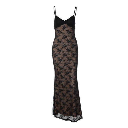 Damen Spitzen-Maxisommerkleid EB