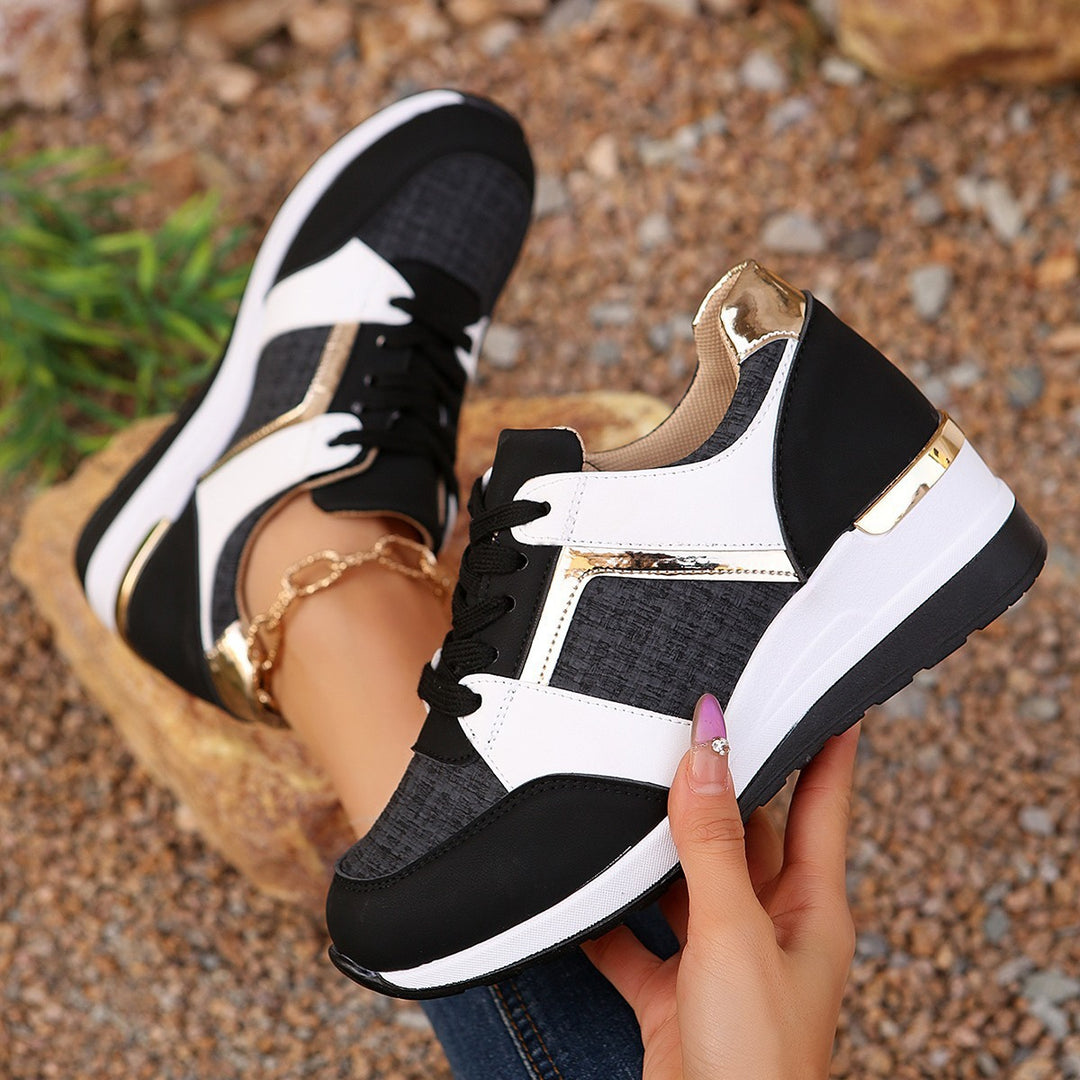 Damen modische Sneakers mit goldenen Akzenten und atmungsaktivem Obermaterial EB