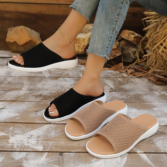 Damen Bequeme Mesh-Pantoletten mit rutschfester Sohle EB