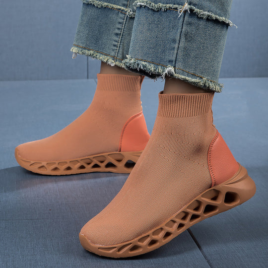 Damen High-Top Sneakers mit elastischem Obermaterial und rutschfester Sohle EB