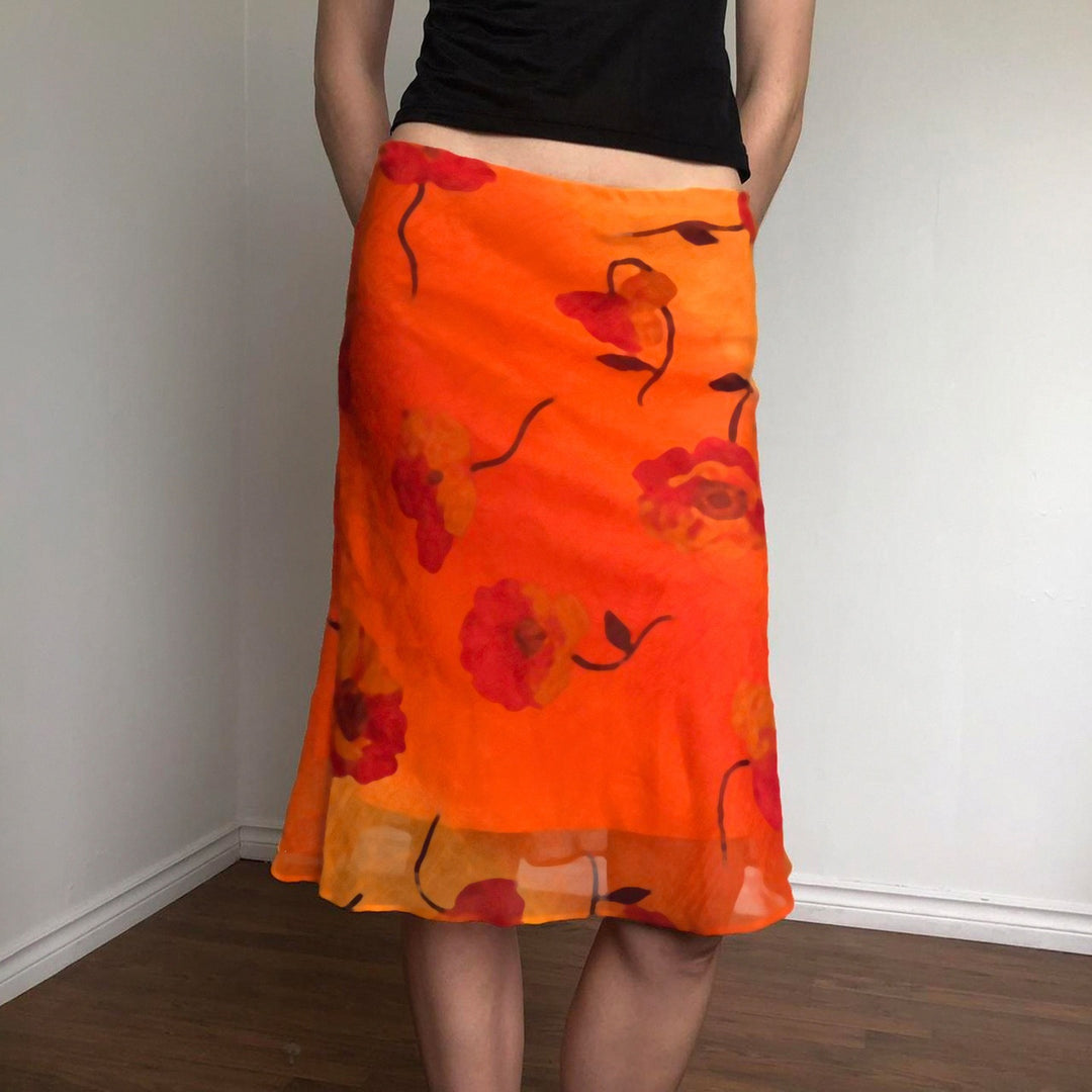 Damen schwingender Sommerrock mit floralen Mustern und leichtem Stoff EB