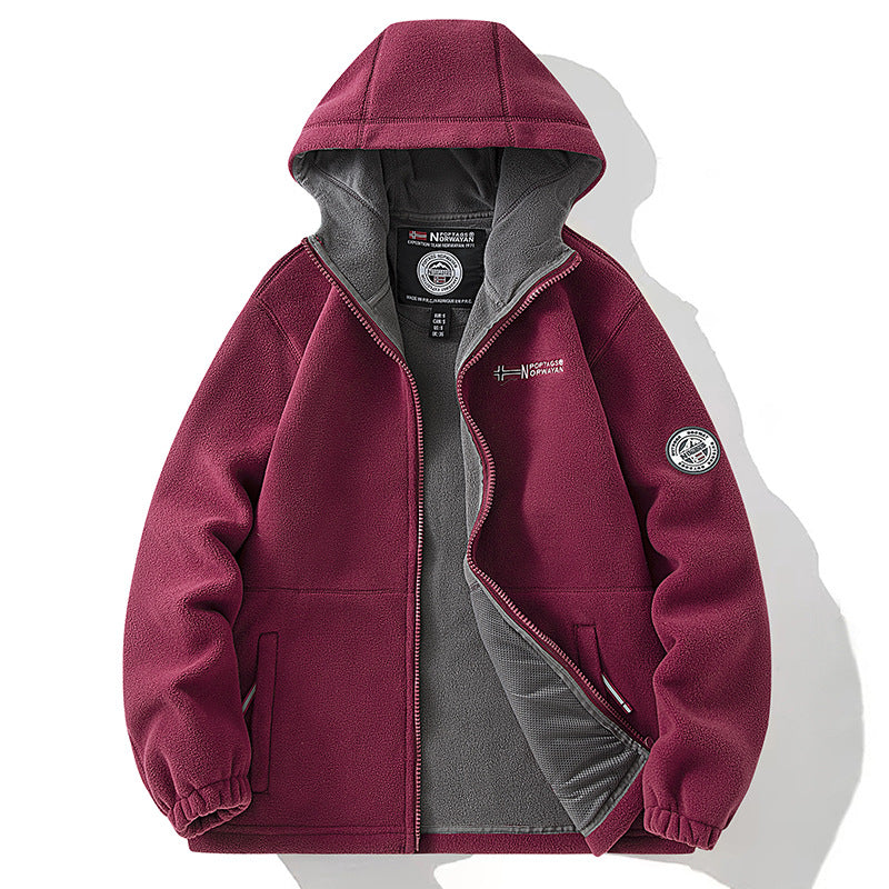 Herren Fleecejacke mit hohem Stehkragen, angerauter Innenseite und verdeckten Reißverschlusstaschen EB